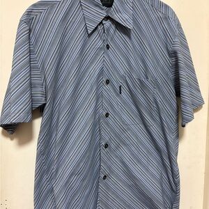 Manlio Men’s Striped Button-Down Dress Shirt Large